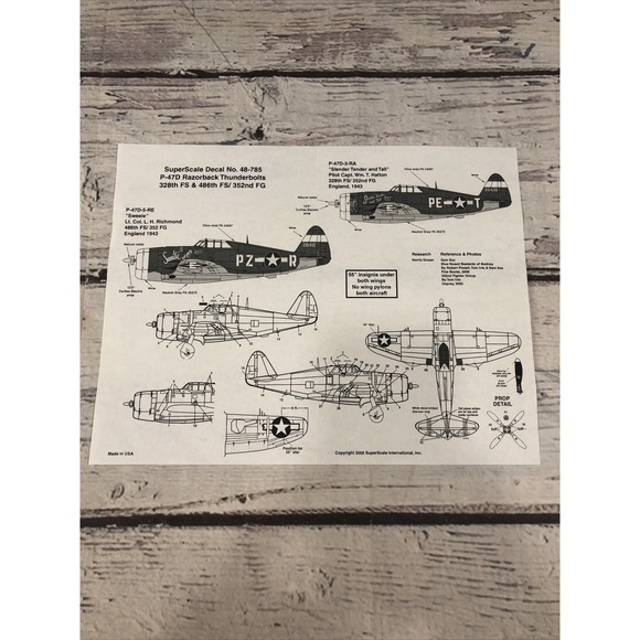 SUPER SCALE 1/48 P-47D RAZORBACK THUNDERBOLTS DECALS 48-785 new - Picture 4 of 5